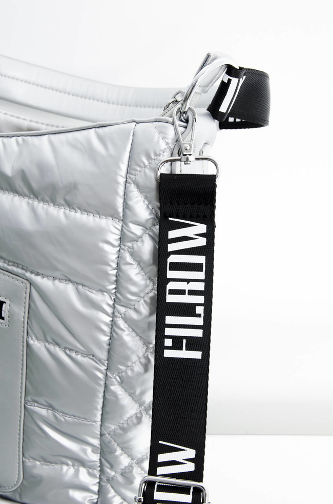 TORBA MATERIAŁOWA PIKOWANA SREBRNA- SHOPPER