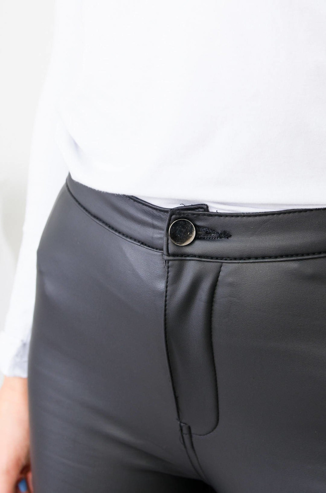 CZARNE LEGGINSY WOSKOWANE MATOWE - WYSOKI STAN 