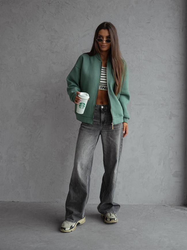 BLUZA BOMBERKA ZAPIANAN NA ZAMEK- ZIELONA