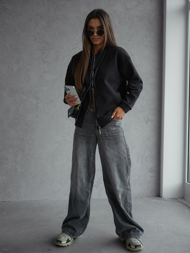 BLUZA BOMBERKA ZAPIANAN NA ZAMEK- CZARNA