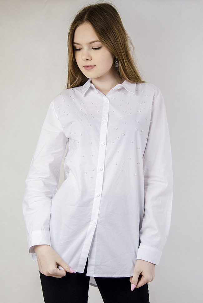 Biała koszula z koralikami