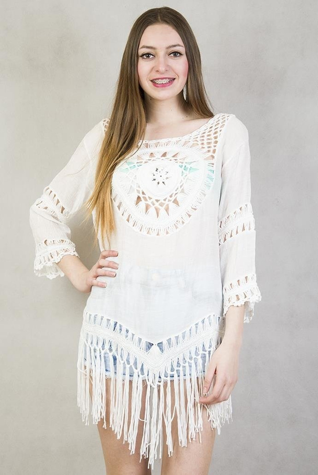 Biała bluzka ażurowa