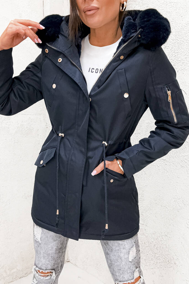 GRANATOWA KURTKA PARKA ZIMOWA