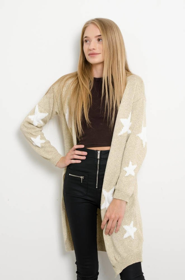 ZŁOTY SWETER NARZUTKA W GWIAZDKI