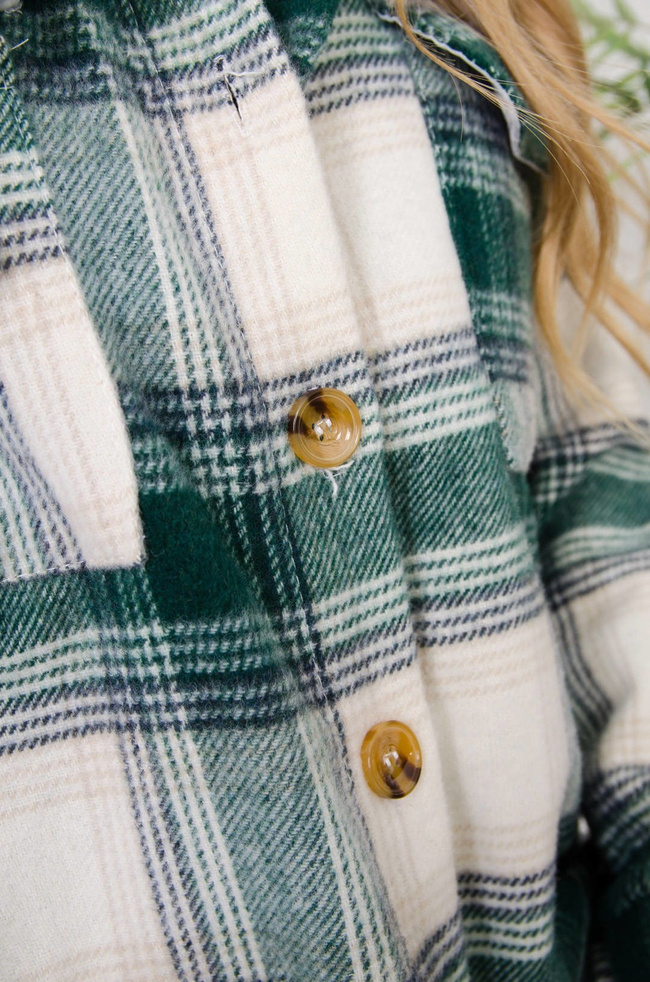 ZIELONA FLANELOWA KOSZULA W KRATĘ ZAPINANA NA GUZIKI