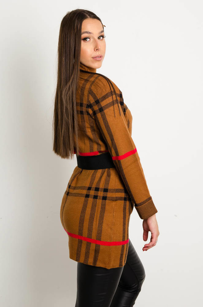 BRĄZOWA SUKIENKA W KRATĘ