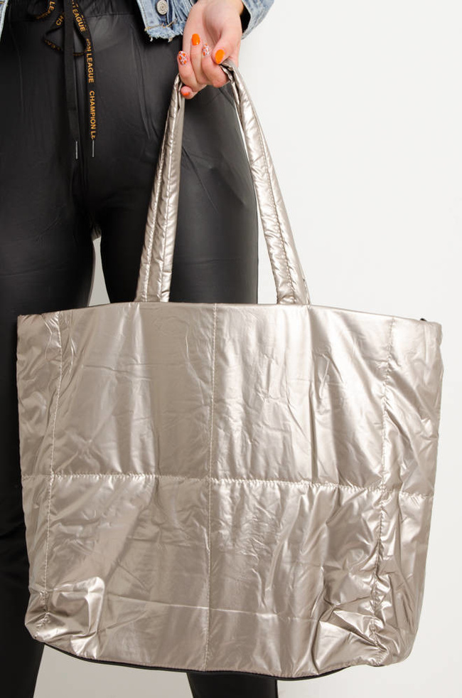 DUŻA PIKOWANA TORBA TYPU SHOPPER- ZŁOTA
