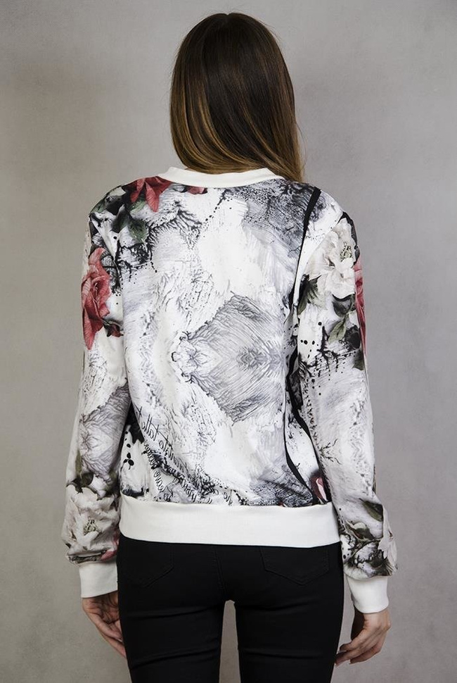 Bluza z motywem kwiatowym i napisem