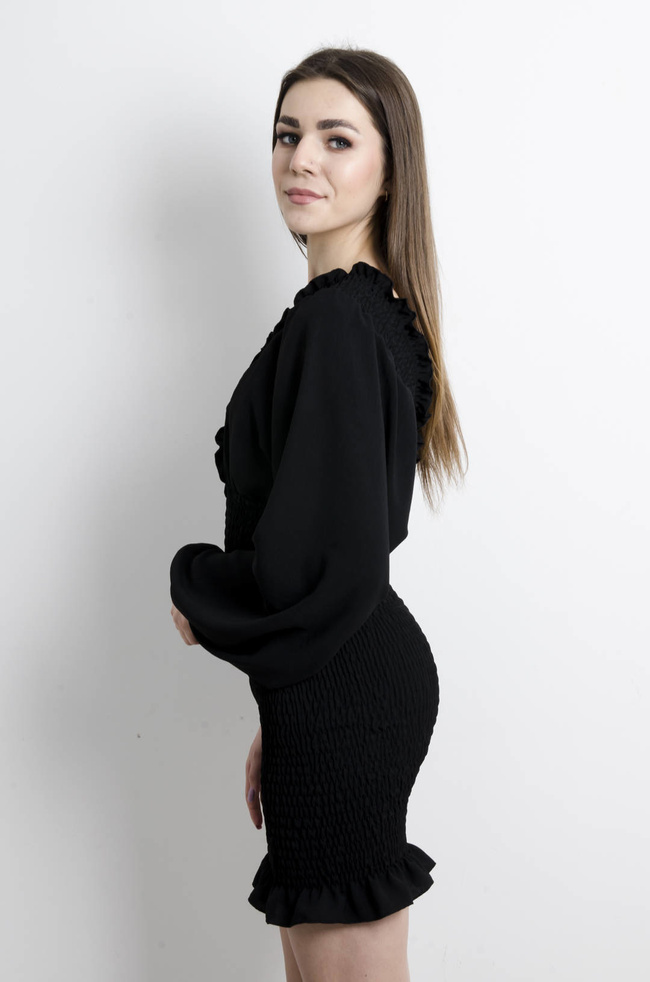 SUKIENKA CZARNA Z MARSZCZONYM DOŁEM