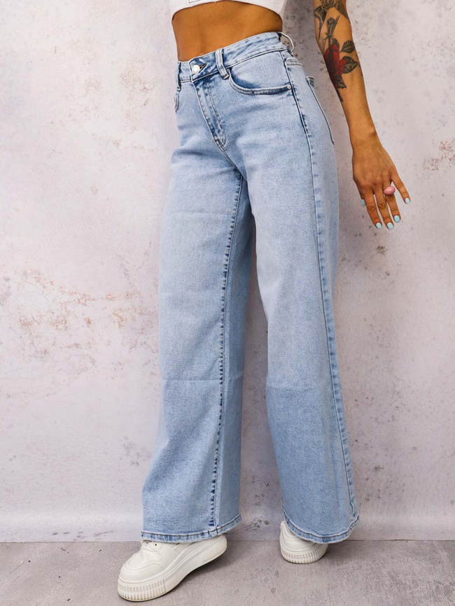 SPODNIE JEANSOWE Z SZEROKIMI NOGAWKAMI I WYSOKIM STANEM