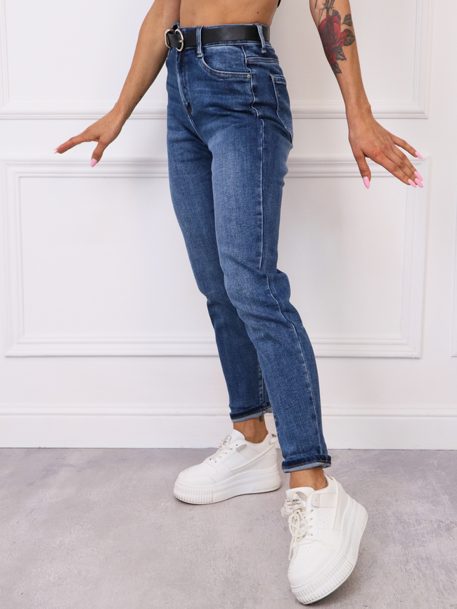 SPODNIE JEANSOWE MOM FIT+ PASEK