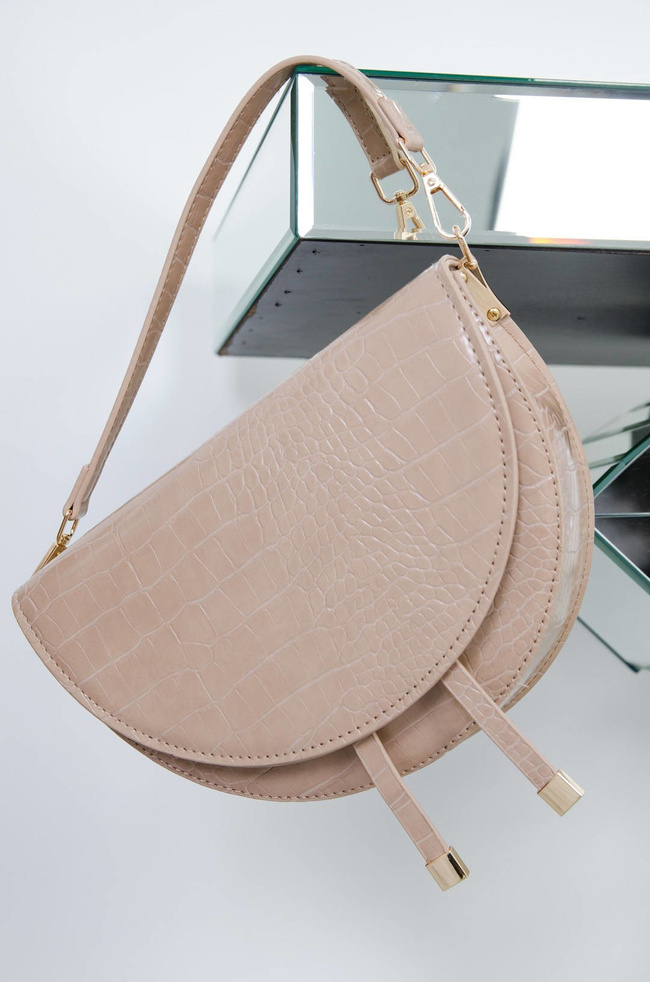 BEŻOWA TOREBKA POŁKSIĘŻYC Z WYTŁACZANYM WZOREM