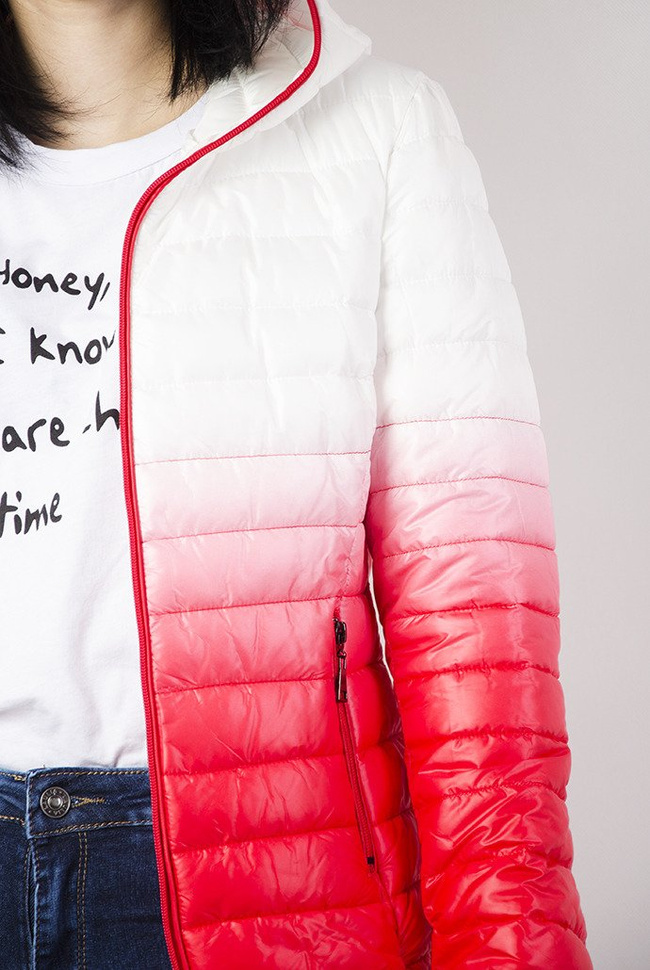 Kurtka pikowana biało-czerwona