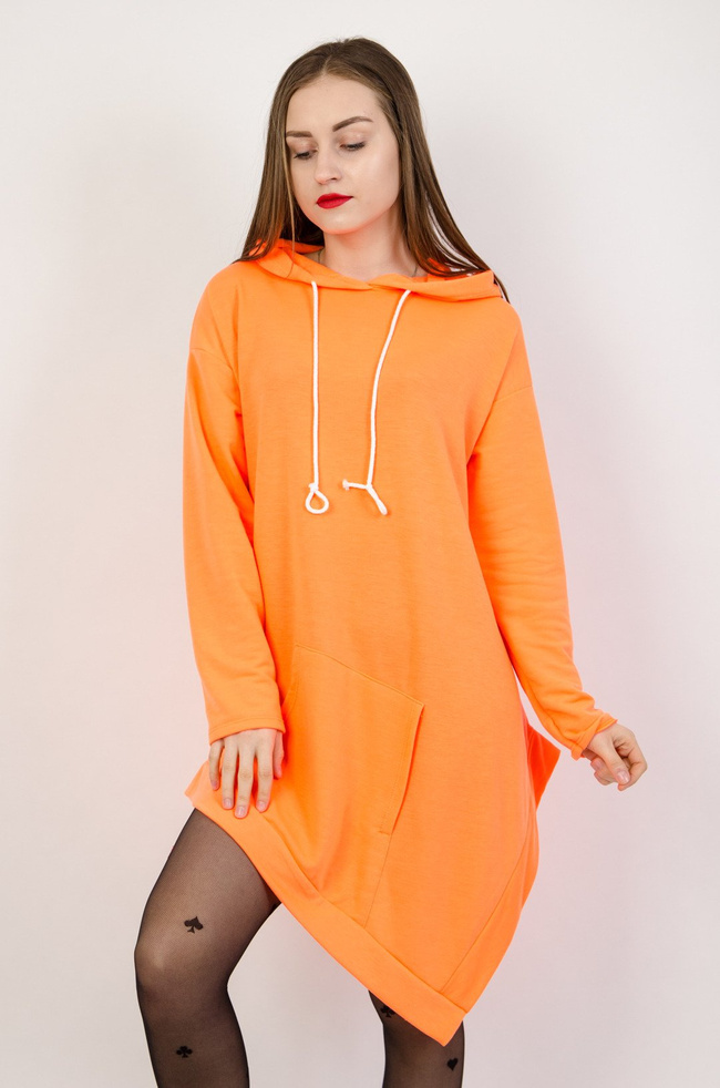 Neonowa asymetryczna bluza z kapturem