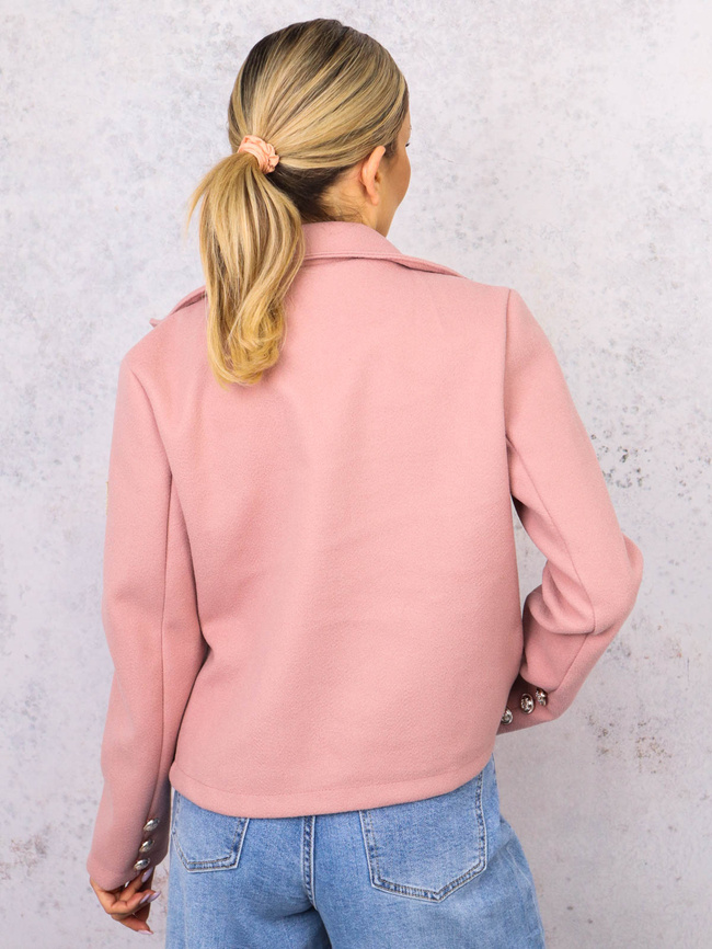 KURTKA Z KOŁNIERZYKIEM ZAPINANA NA GUZIKI- RÓŻOWE