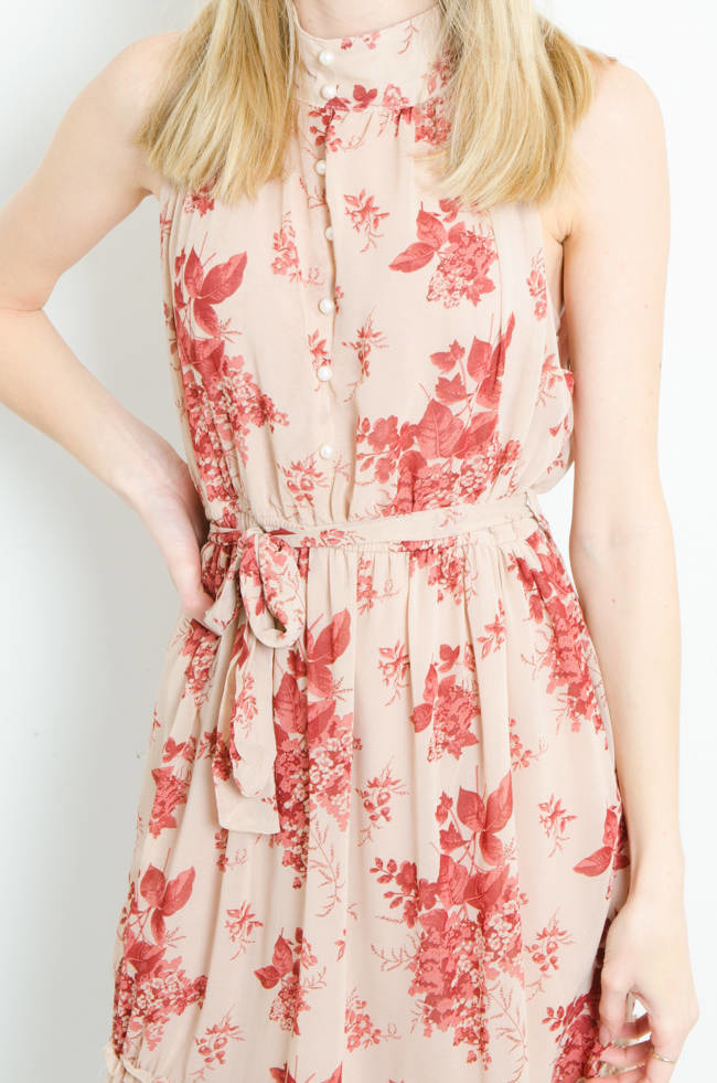 SUKIENKA W KWIATY W KOLORZE BEŻOWYM