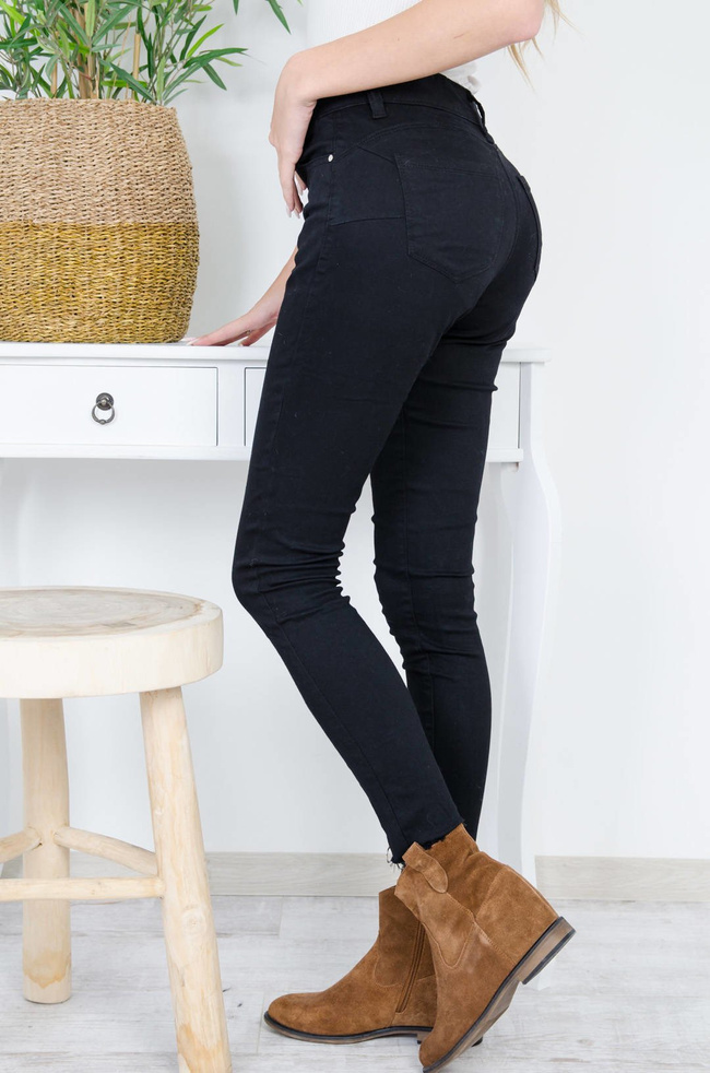 CZARNE SPODNIE PUSH UP Z ZAMKAMI  XS-3XL