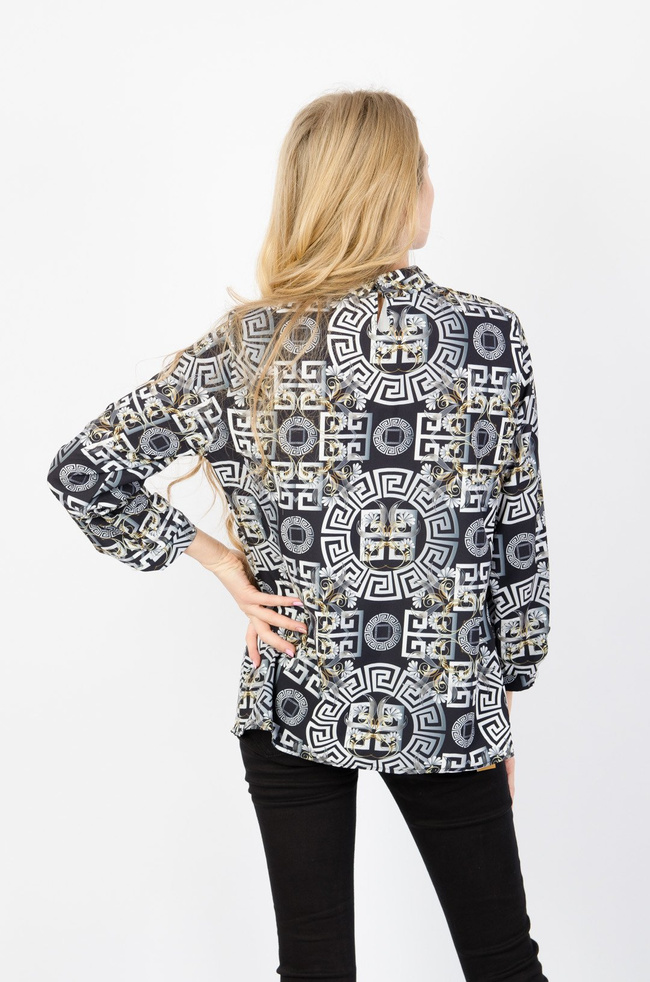 WZORZYSTA BLUZKA Z KOŁNIERZEM 