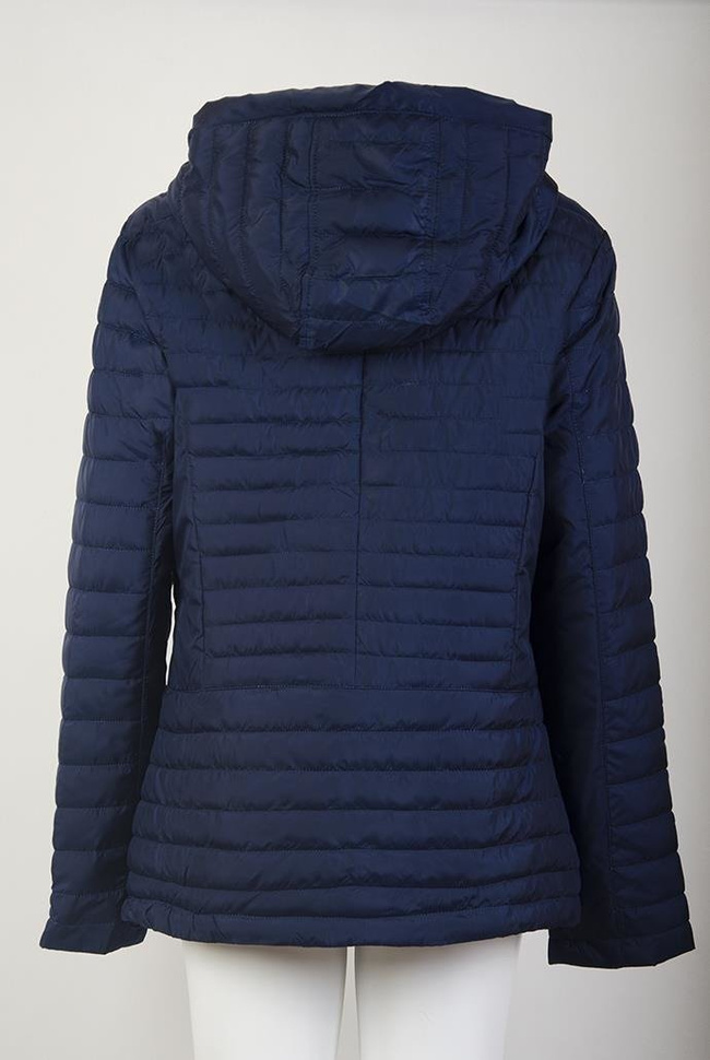 (DUŻE ROZMIARY) Granatowa kurtka pikowana z odpinanym kapturem