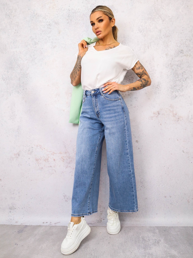 SPODNIE JEANSOWE CULOTTE Z WYSOKIM STANEM