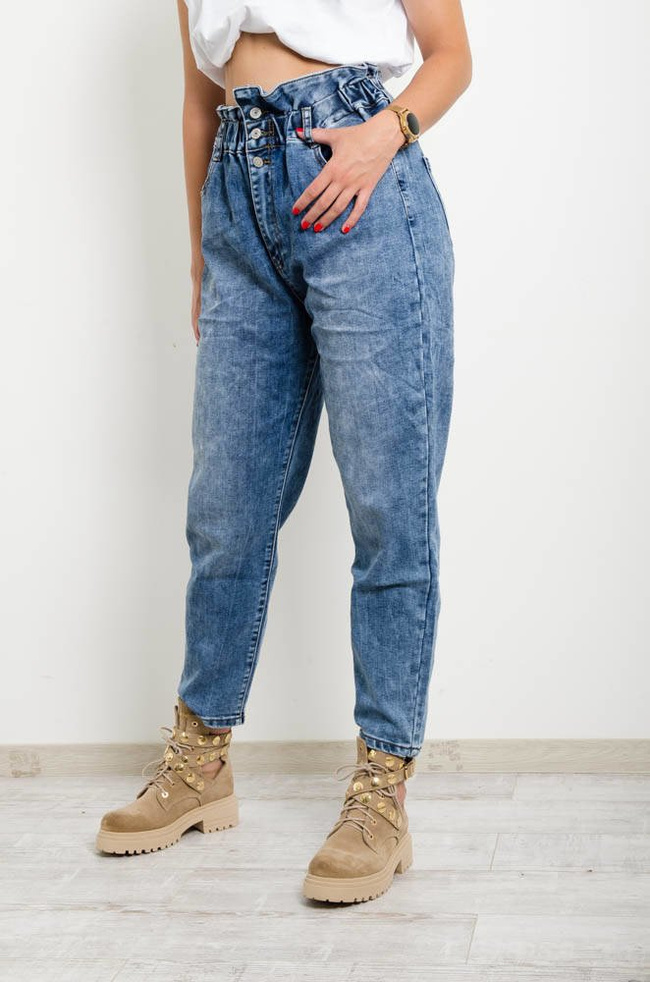 SPODNIE JEANSOWE BAGGY Z GUMĄ W PASIE-WYSOKI STAN