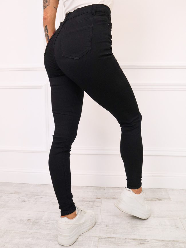 SPODNIE JEANSOWE SKINNY Z WYSOKIM STANEM- CZARNE