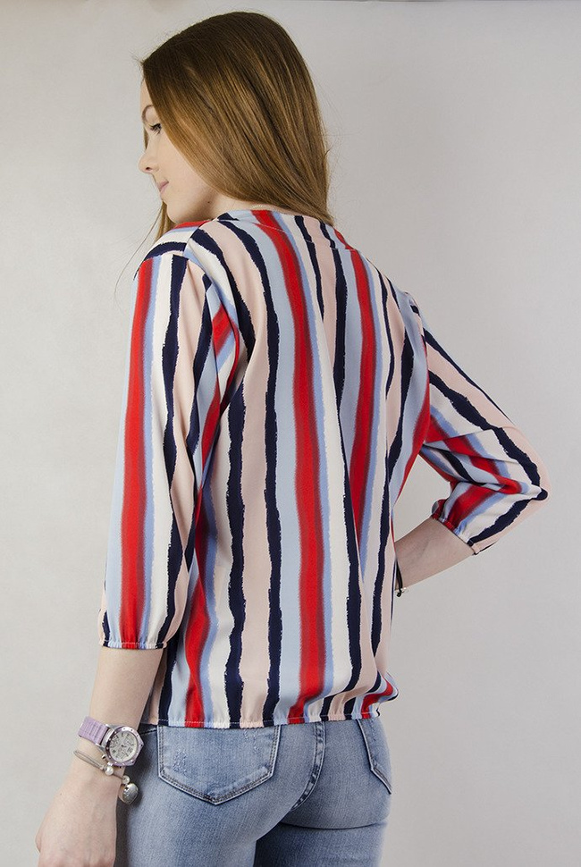 Bluzka w kolorowe paski z rękawem 3/4
