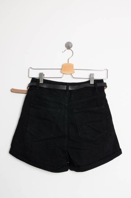 CZARNE JEANSOWE SZORTY Z WYSOKIM STANEM-PASEK W ZESTAWIE