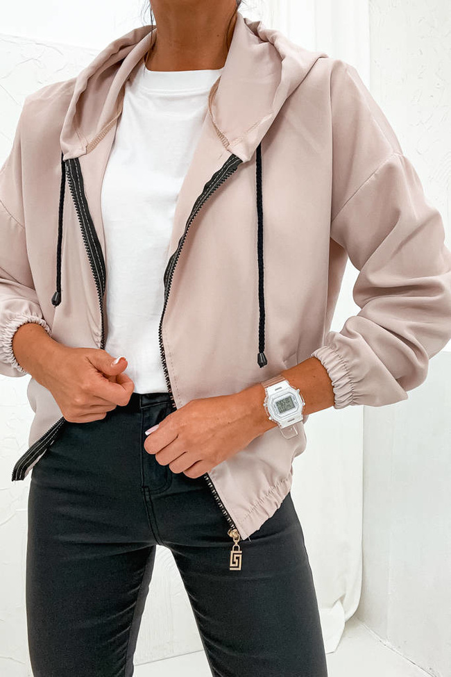 BLUZA BOMBERKA ZE ZŁOTYM ZAMKIEM- PUDROWY RÓŻ