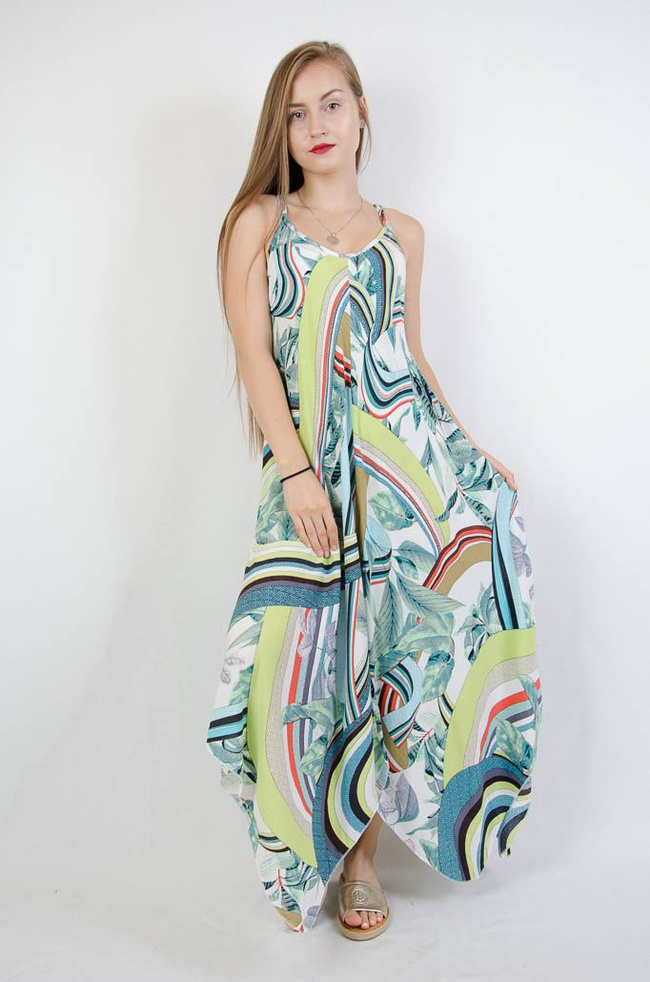 ASYMETRYCZNA SUKIENKA NA CIENKICH RAMIĄCZKACH