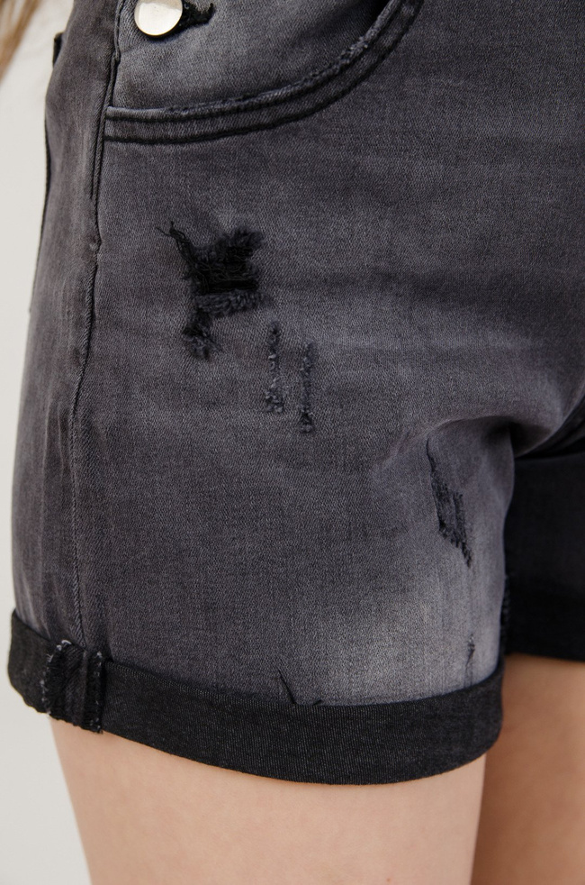 Ciemno szare ogrodniczki z szarpaniami