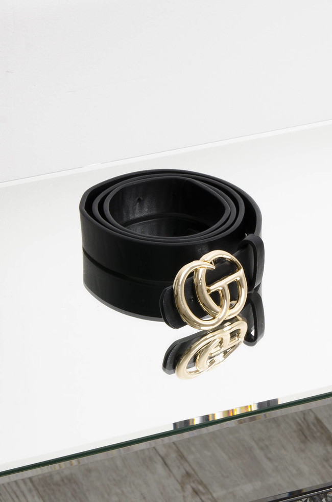 PASEK ZE ZŁOTA KLAMRĄ- CZARNY 