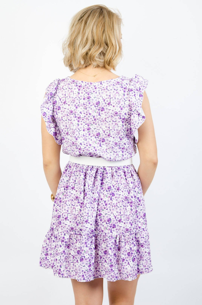 FIOLETOWA SUKIENKA W KWIATY