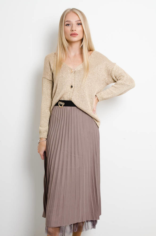 BRĄZOWA DWUSTRONNA SPÓDNICA Z TIULEM