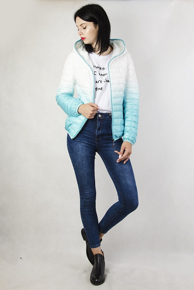 Kurtka pikowana biało-zielona