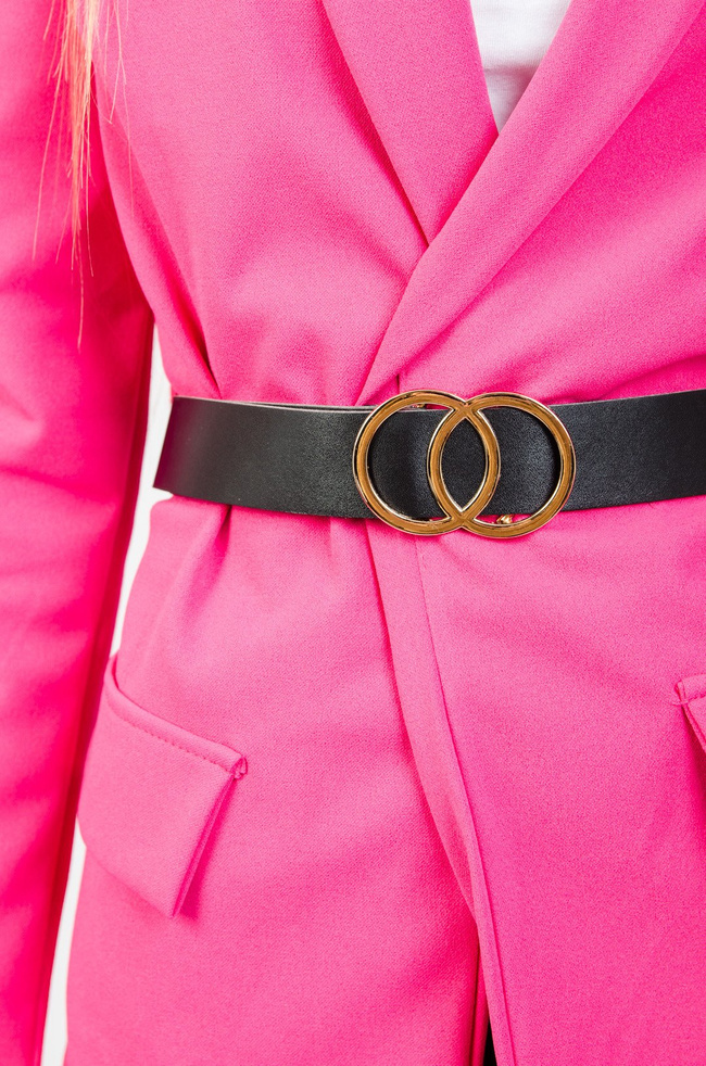 FUKSJOWA MARYNARKA Z BUFIASTYMI RĘKAWAMI + PASEK 