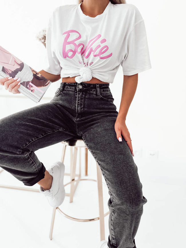 SPODNIE JEANSOWE JASNE- MOM STRETCH- CZARNE