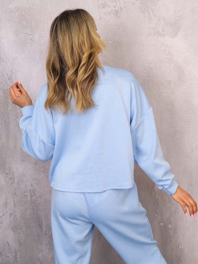 KOMPLET DRESOWY BLUZA Z WYTŁOCZONYM NADRUKIEM+ SPODNIE- NIEBIESKI