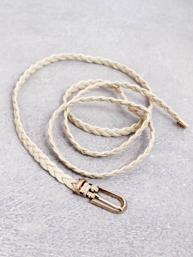 PASEK PLECIONY Z EKOSKÓRY- BEŻOWY