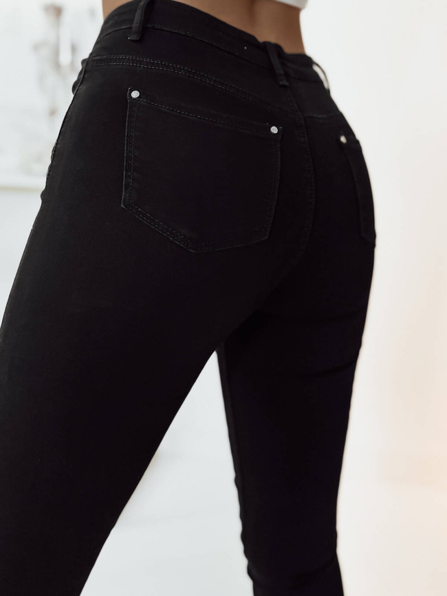 CZARNE SPODNIE SKINNY Z WYSOKIM STANEM