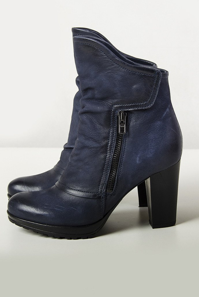 Venezia Granatowe botki ocieplane