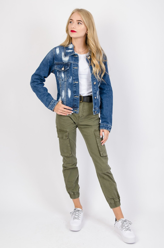 Krótka kurtka jeansowa w kolorze ciemnego jeansu