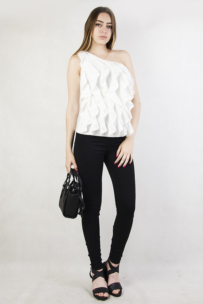 Biała bluzka z falbanami 