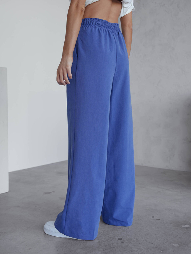 SPODNIE ELEGANCKIE MATERIAŁOWE Z KANTEM- GRANATOWE