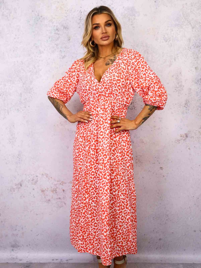 SUKIENKA MAXI W CĘTKI- POMARAŃCZOWA