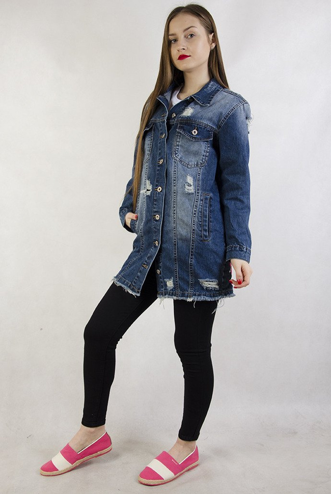 Kurtka jeansowa z motywem kwiatowym