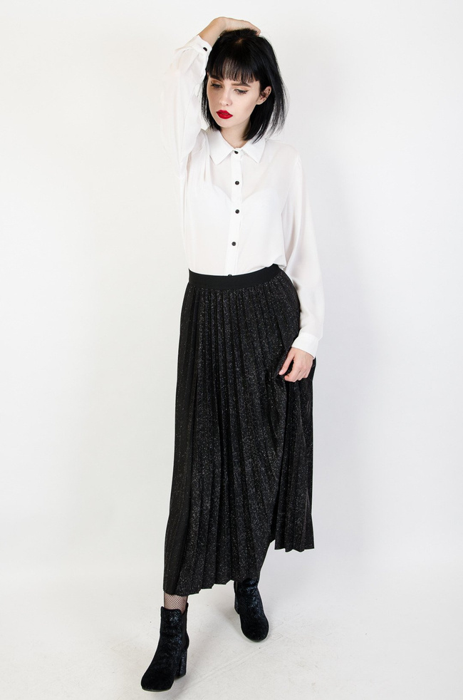 Czarno-brokatowa plisowana spódnica