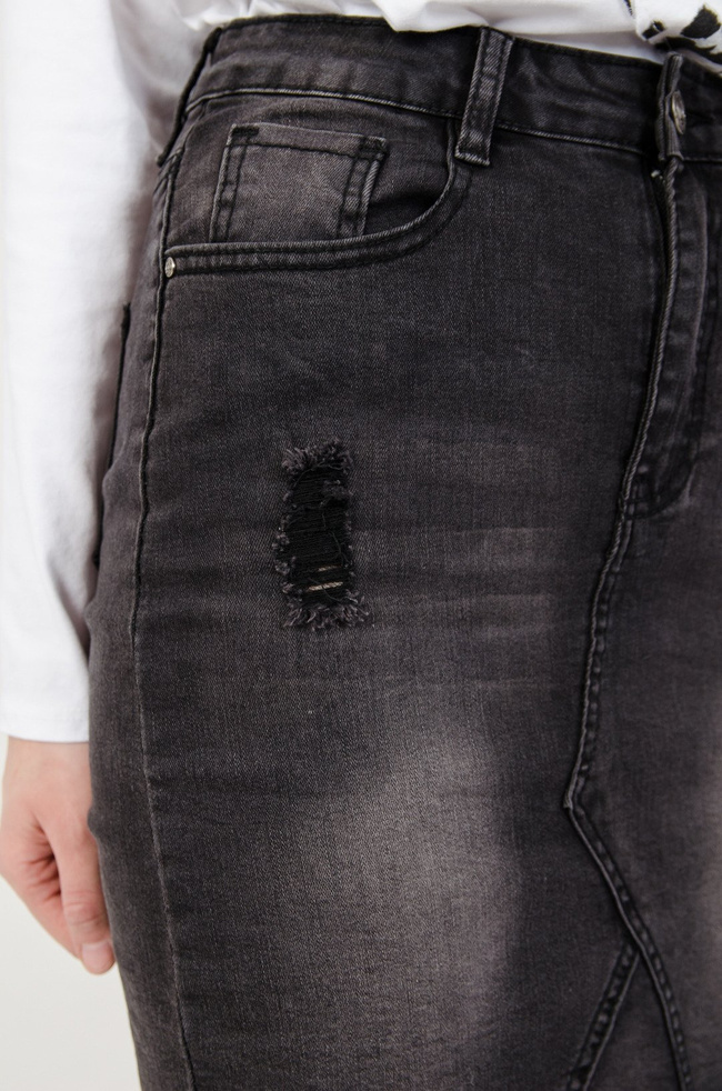 Ciemnoszara spódnica jeansowa