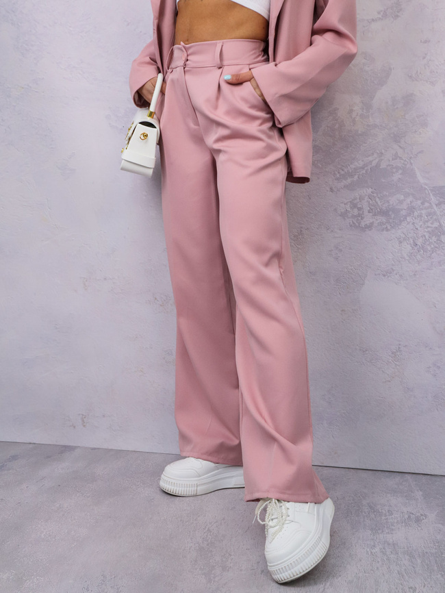 KOMPLET ELEGANCKI MARYNARKA+ SPODNIE- PUDROWORÓŻOWY