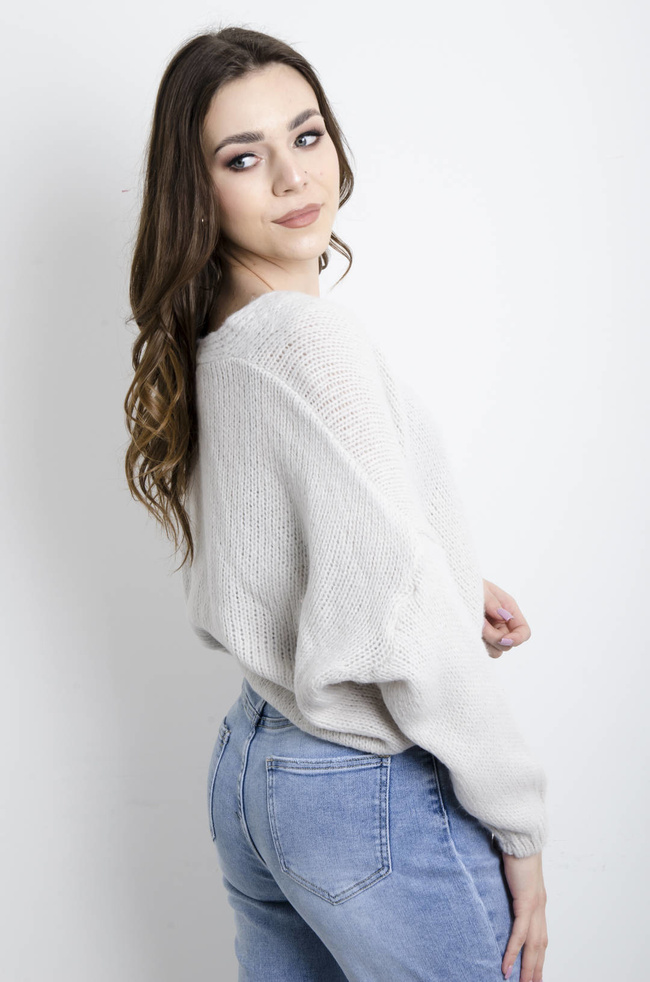 SWETER KARDIGAN ZAPINANY NA GUZIKI- SZARY